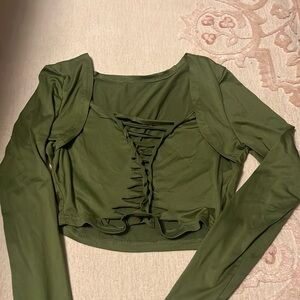 Green long sleeve cut out top